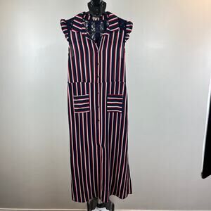 Monteau Red White Blue Sleeveless Striped Maxi Dress Girls 14
